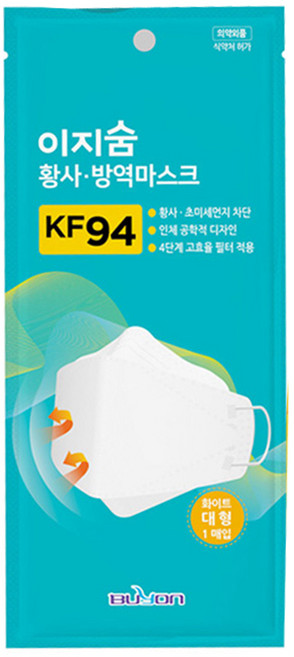 맑은숨 KF94 마스크 대형 개별포장 황사 방역 미세먼지 식약처인증, 1개입, 1개