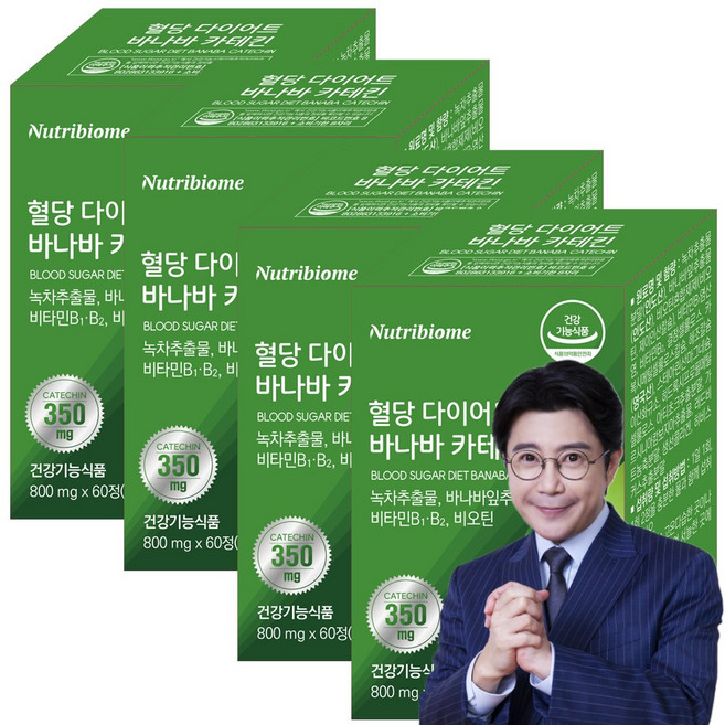 뉴트리바이옴 혈당 다이어트 바나바 카테킨 녹차추출물 바나바잎추출물, 4개, 60정