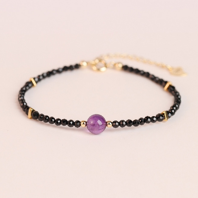 자수정 팔찌 천연 원석 블랙 스피넬 by 리마린