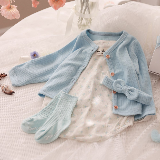 [출산백일선물] 우이동금손 소프트베이비 가디건 슈트세트 [포장+쇼핑백세트]