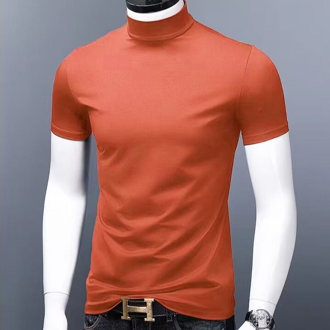 半高領短袖 t恤男 大尺碼 打底衫 純色 修身
