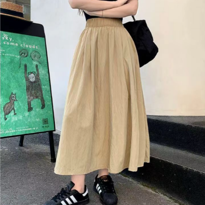 데일리 주름 밴딩 롱 스커트