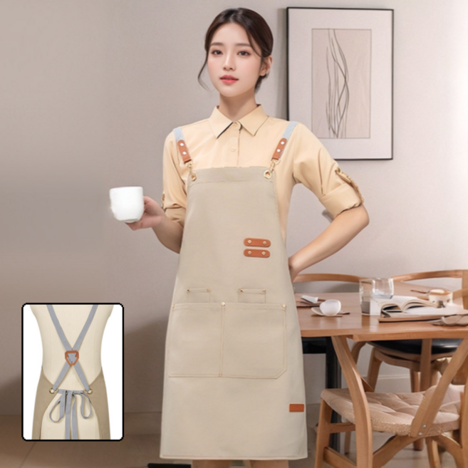 모드놀리 어깨편한 방수 캔버스 앞치마, 1개, 카키
