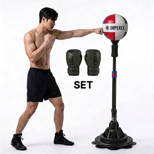 임페렉스 스탠딩 샌드백 세트 복싱 권투 하단 스프링 높이 조절 가능 성인용 가정용, 혼합 색상