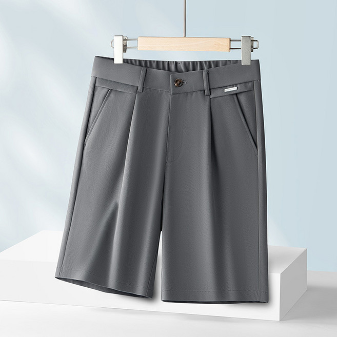 【抗皺免燙】男士西褲 西裝短褲 五分褲 商務休閒褲 夏季薄款 垂感直筒 暗條紋設計 輕奢通勤風