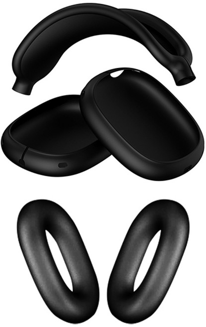 스냅케이스 에어팟맥스 호환 실리콘 케이스 올인원 3in1, A. 블랙 SET