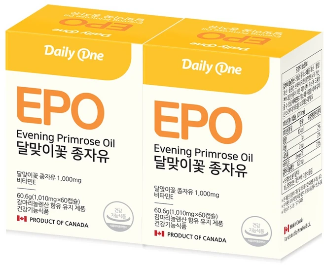 [데일리원] EPO 달맞이꽃 종자유 1010mg X 60캡슐 2통, 2개 - 쿠팡