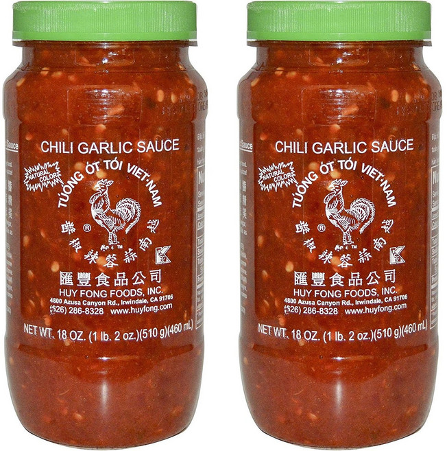 후이 퐁 칠리 마늘 소스 36온스 (18온스 2개 팩) Huy Fong Sauce Chili Garlic 36 oz (2 Pack of 18 oz), 1개, 1.72kg