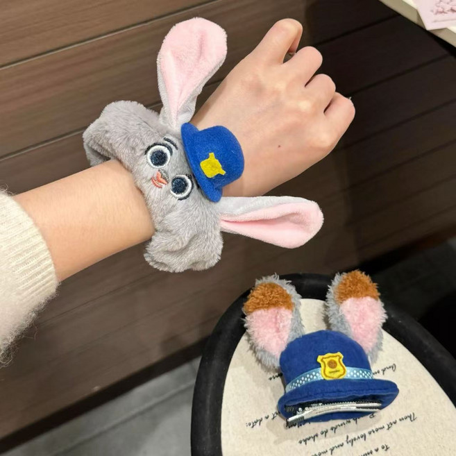 주토피아 주디 플러시 헤어밴드 플러시 헤어핀 2PCS, 1세트, 사진색