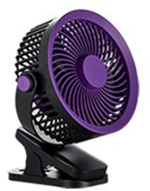 플러스토리 더 클립 집게형 선풍기 3단 풍속 USB 충전식 탁상용 휴대용 벽걸이 저소음 고성능 모터, 블랙퍼플