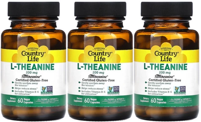 컨트리라이프 L-테아닌 Theanine 200mg 60정 3개 - 쿠팡