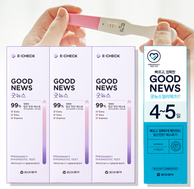 굿뉴스 3개+굿뉴스 얼리체크 1개 임신테스트기 NEW, 1세트, 4개입