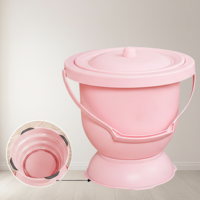 어르신 노인 요강 휴대용 노인 환자 소변기 이동식 캠핑좌변기, 분홍, 1개