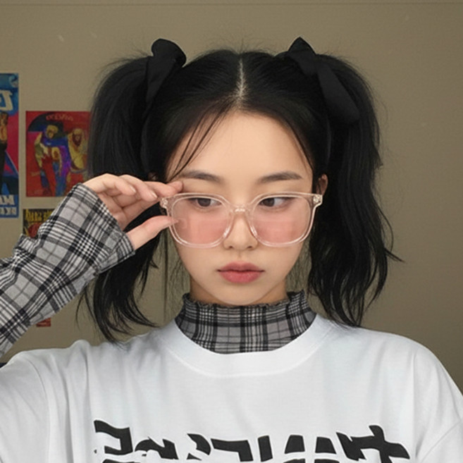 얼굴 작아보이는 Y2K 볼터치 치크 블러셔 투명 패션 안경 F694