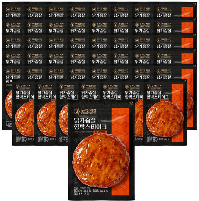 [무료배송/당일출고] 푸라닭 닭가슴살 함박스테이크 매콤악마, 100g, 48개