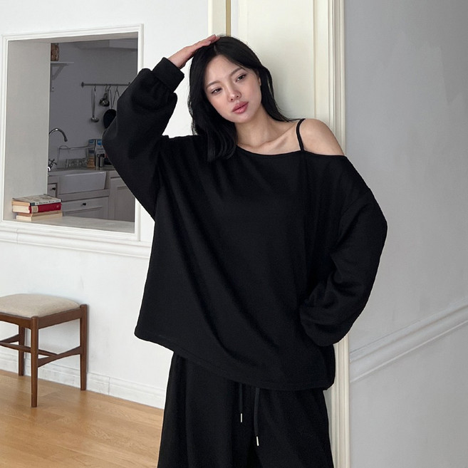 [SS올핏신상+/4XL] 여리핏보장 심플 언발 오프숄더 맨투맨 3color