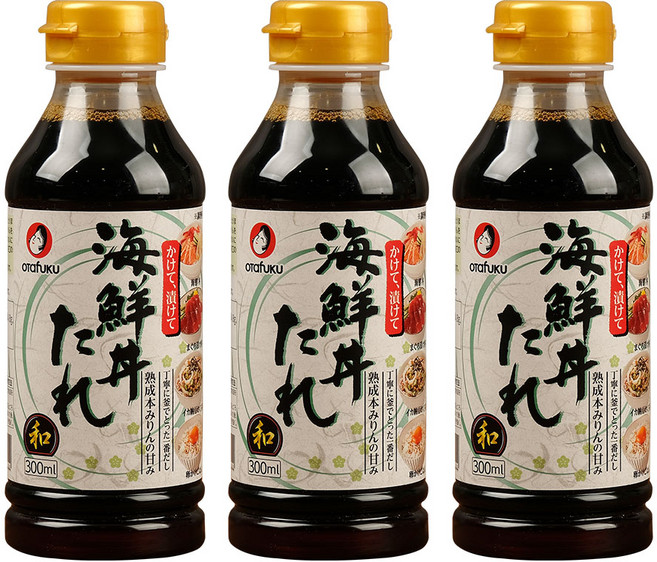 오타후쿠 카이센동 타레 돈부리 덮밥 소스 즈케동 사케동 텐동 간장계란밥 300ml 3개, 300g