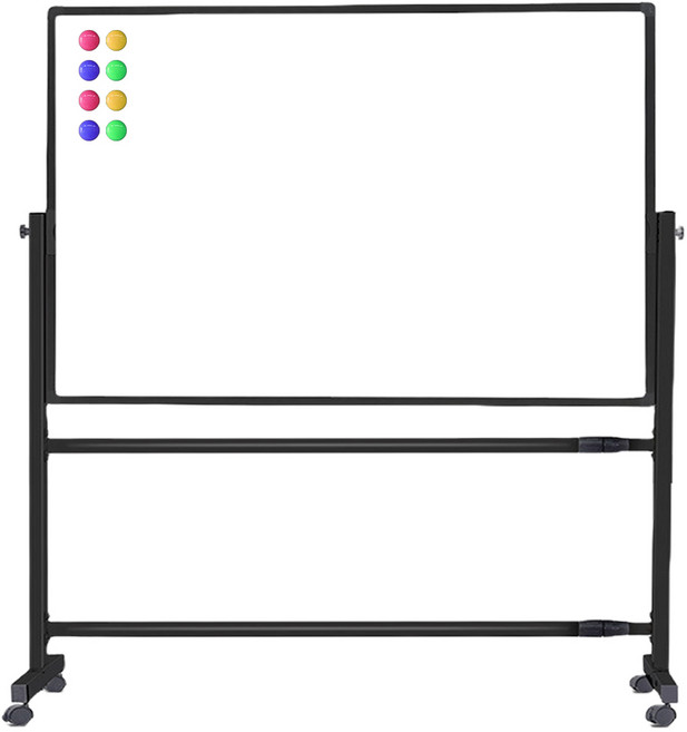 KCJ 양면 자석 화이트보드 이동식 스탠드 세트 블랙