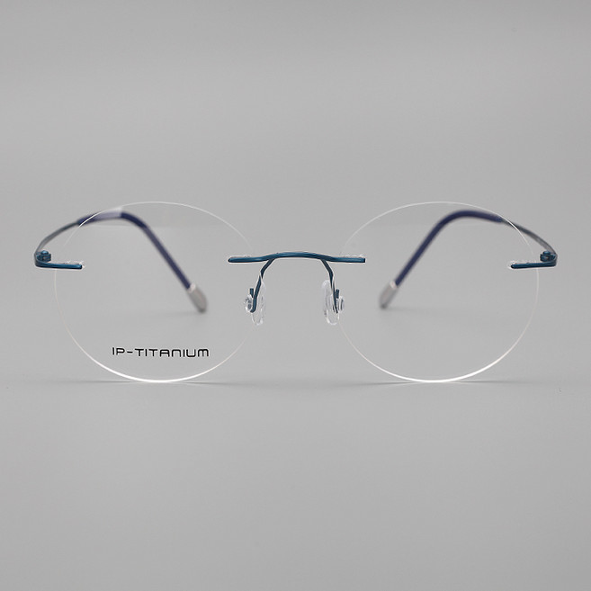 데일리 가벼운 패션 동그란 무테 안경 티타늄 안경테 16012