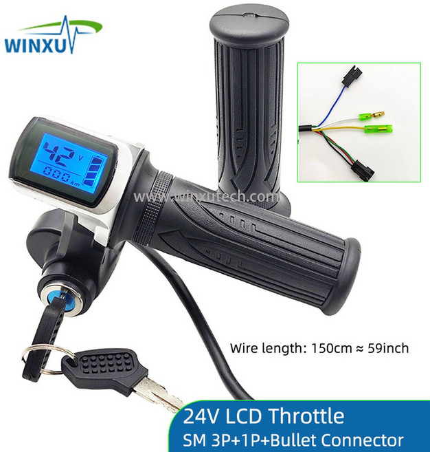 전기 자전거 스쿠터 범용 브러시리스 컨트롤러 가속기 속도 컨트롤러 LCD 디스플레이 스로틀 회전 전기 24V 48V, 2) 24V Throttle SM F