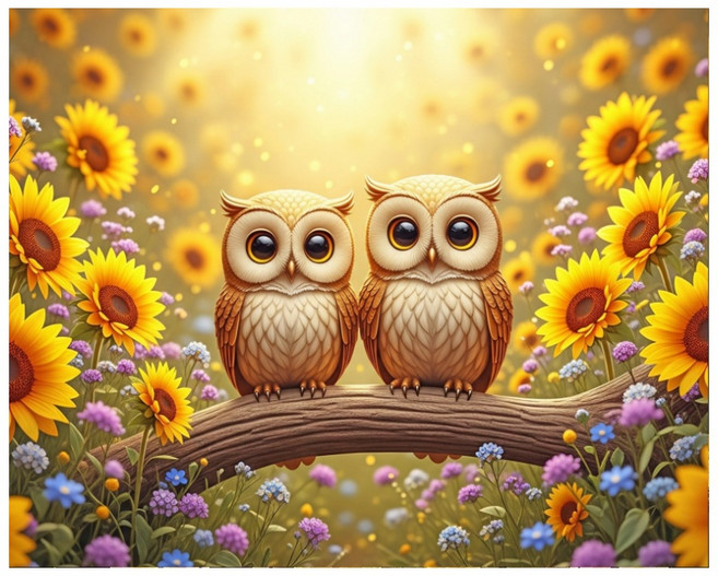 보석 십자수 캔버스형 부엉이 diy 40 x 50 cm, 1세트, CH017