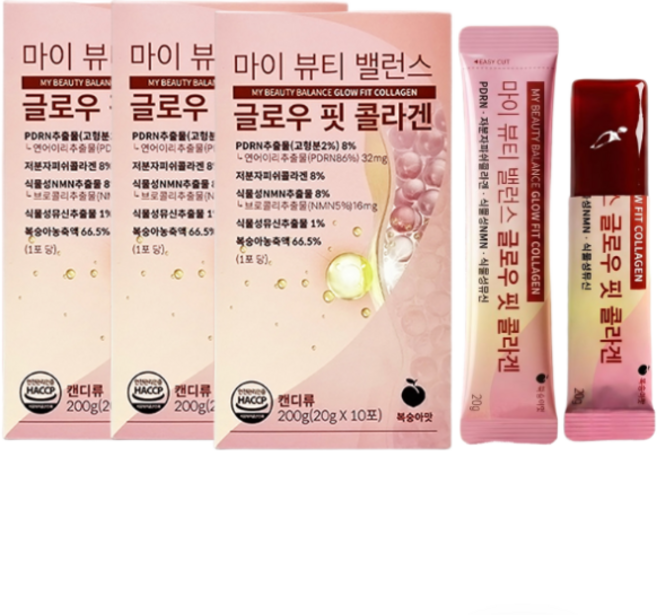 마이뷰티 밸런스 글로우핏 콜라겐 10포먹는 고순도 PDRN NMN 뮤신 글루타치온, 3개, 200g