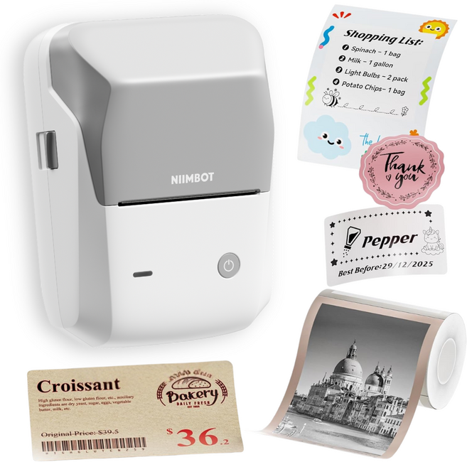 Niimbot B1 Pro 듀얼컬러 라벨프린터, 1개, B1 Pro그레이+금박테두리50x32