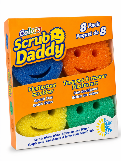 엘리브레 스크럽대디 수세미 스폰지 8개입 오리지널 스마일 스폰지 수세미, 하양보라분홍파랑, 1개