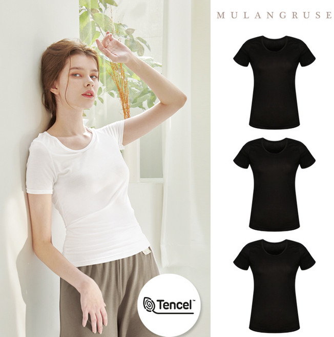 모달 여성 반팔런닝 여자 반팔티셔츠 무지/이너티 3종세트