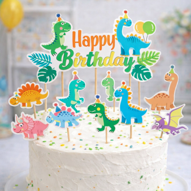 비큐리어스 공룡 케이크 토퍼, 1개