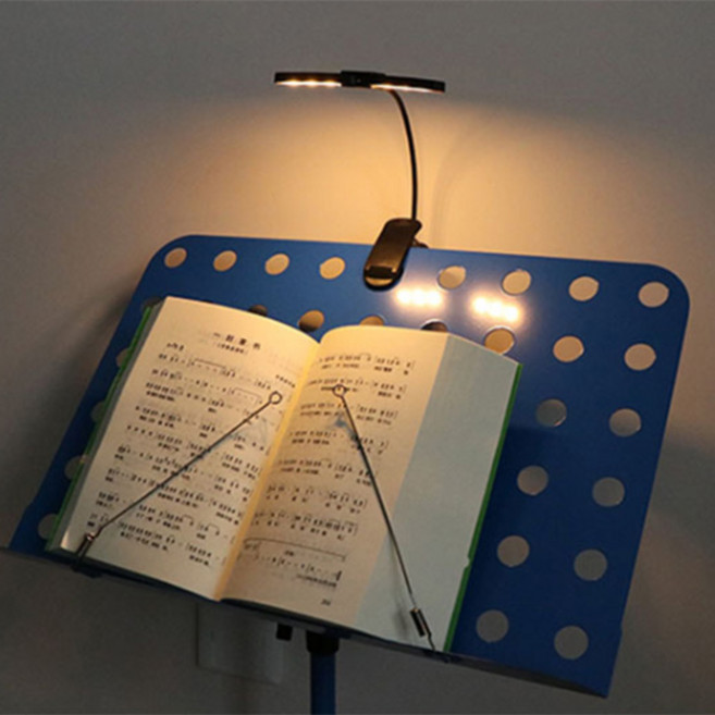 전문가용 투헤드 3색광원 9단계 밝기조절 보면대 악보 북라이트 18LED, 1개, 블랙