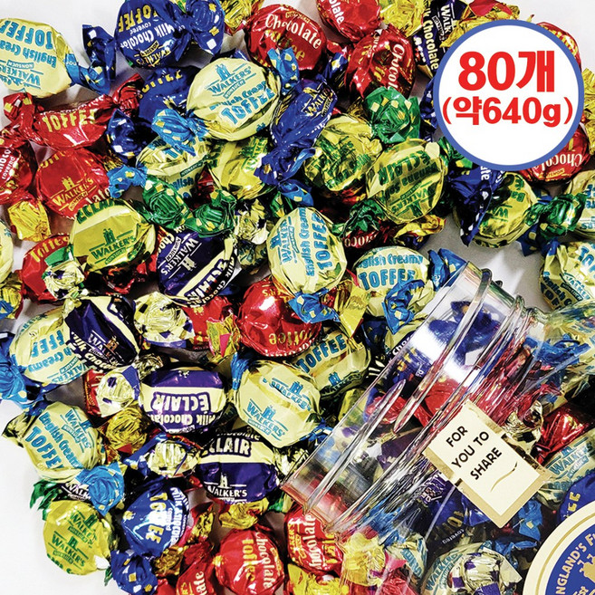 토피 초콜릿 캔디 80개 - 워커스 어쏘티드 토피 초콜릿 사탕 약640g, 8.3g