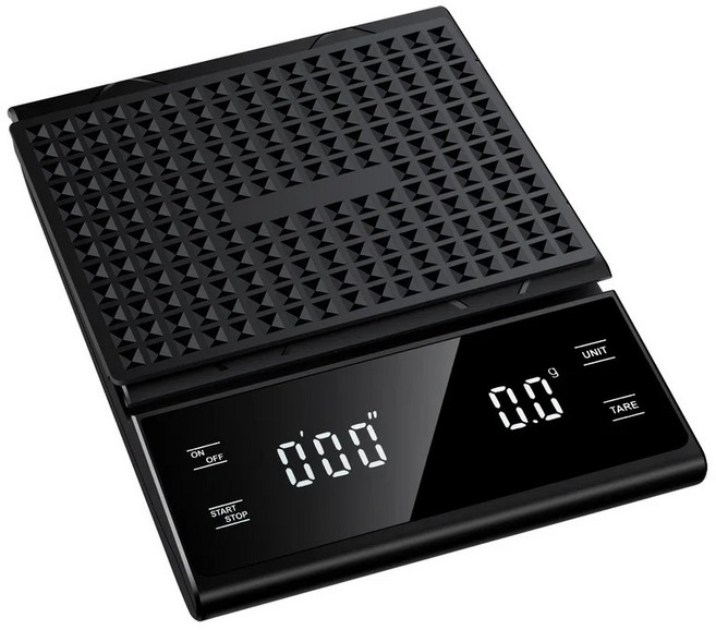 LAVENTICA 커피 계량 저울 스마트 커피저울 고정밀 주방저울 전자저울 베이킹 카페 요리용 핸드드립 커피 저울 3KG, 블랙