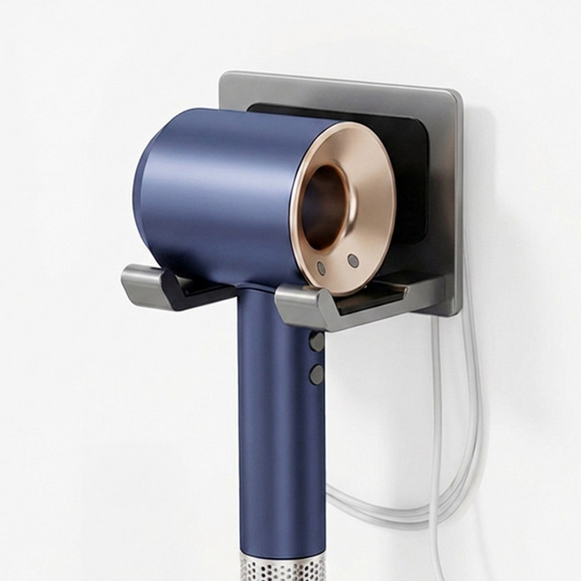 모에파 호텔식 고급 무타공 강력접착 심플 드라이기 거치대, 그레이, 1