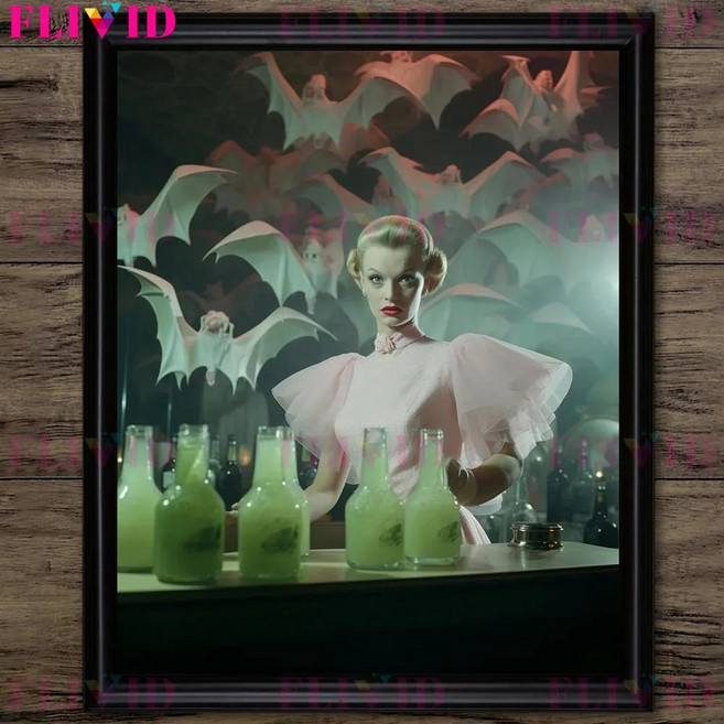 뱀파이어 테마 빈티지 사진 예술 포스터 인쇄 고딕 공포 칵테일 파티 벽 캔버스 회화 홈 장식, 1개, 4. H / H. 30X40cm NoFrame