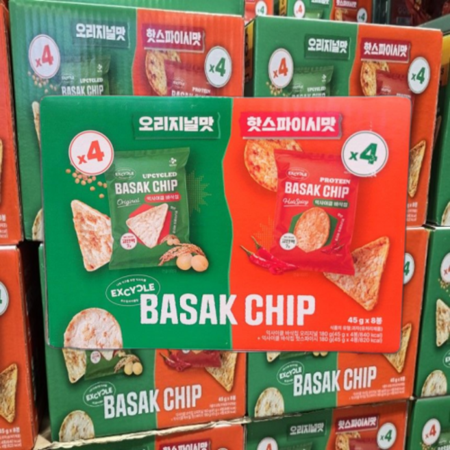 EXCYCLE 익사이클 바삭칩 믹스 2가지맛 (오리지널맛 + 핫스파이시맛), 45g, 1박스