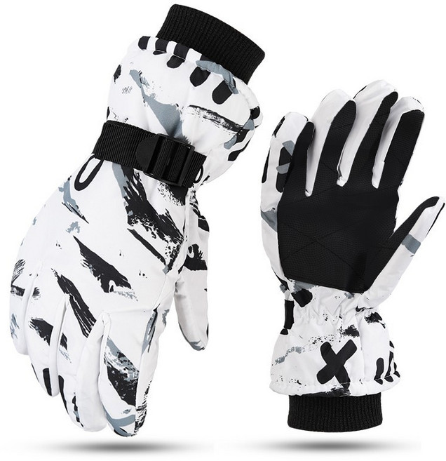 한현 스마트 터치 스키장갑 남여 겨울 오토바이 생활방수, 남자화이트, 1개