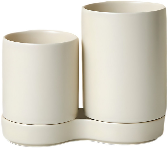모던하우스 ON 심플 2구 수저통 세트, 크림, 1세트