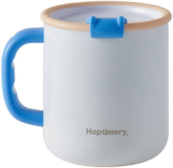 홉티머리 세라믹 텀블러 보온 보냉 머그 뚜껑 머그 스텐 손잡이 도자기 컵, 1개, 444ml, 블루