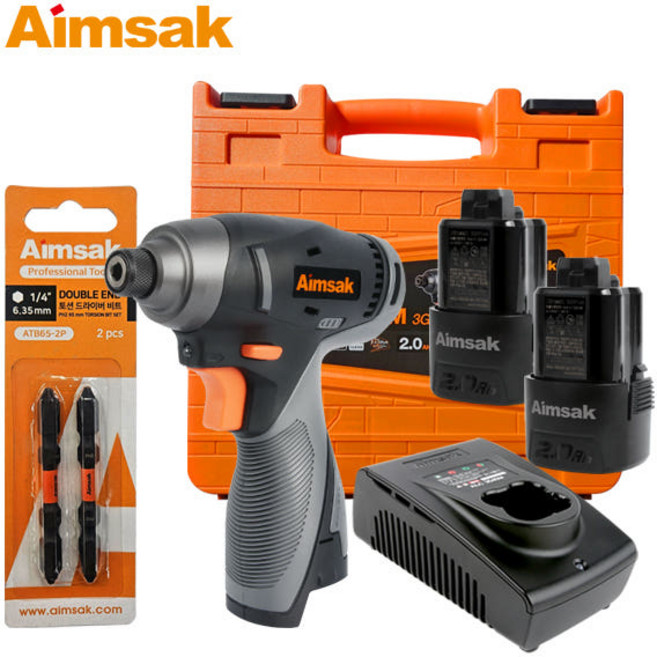 아임삭 임팩드릴 AI414M3G 충전임팩드라이버 + 배터리2개 충전기1개 비트2개 케이스 풀세트, 1개