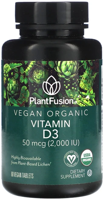 PlantFusion 비타민D3 50mcg(2 000IU) 비건 정제 60정 PlantFusion (플랜트퓨전), PlantFusion, 비타민D3, 50mcg(2,00, 1개 - 쿠팡