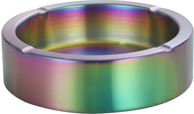 酒店家用菸灰缸不鏽鋼網吧家居客廳金屬加厚大號防摔個性菸缸創意, 1個, 炫彩:239