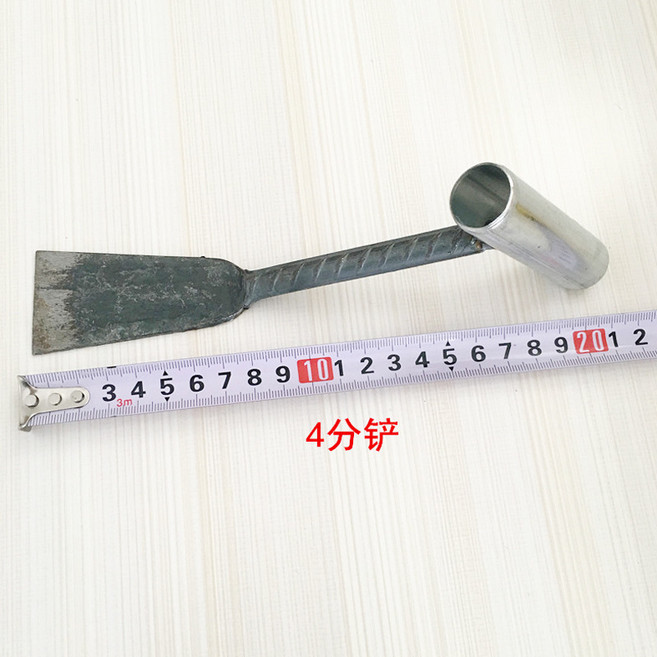 農用平頭螺紋鋼鏟子養花挖菜工具鏟圓鋼草鏟子不鏽鋼鏟子鏟子野菜, 1個, 4分寬螺紋鏟子:無規格