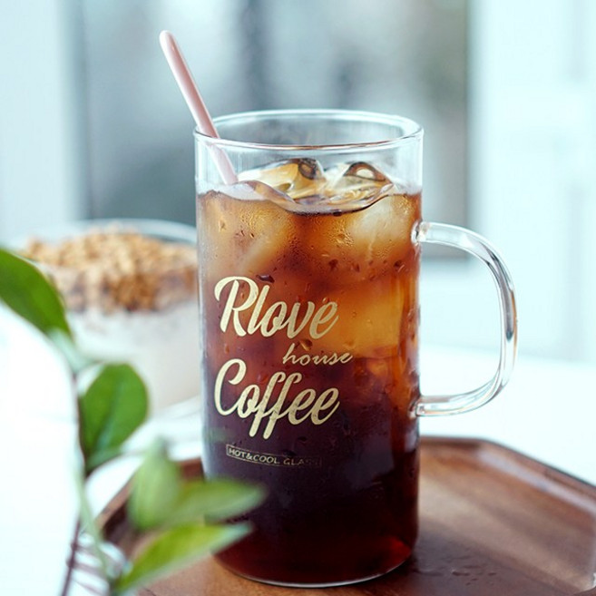 레터링 홈카페컵 내열유리머그 알럽컵 700ml, M-09, 1개