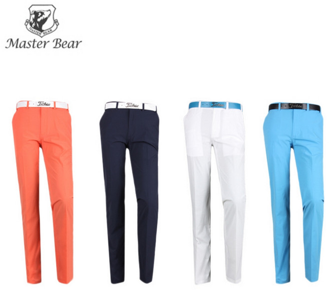 [마스터베어] 남성 UV차단 매직밴드 투라인 스판 컬러 여름 골프 바지