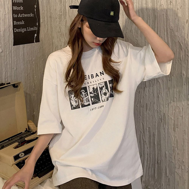 마켓다인Z 여자 20대 30대 캐주얼 외출 프린팅 반팔 티셔츠 여자반팔티