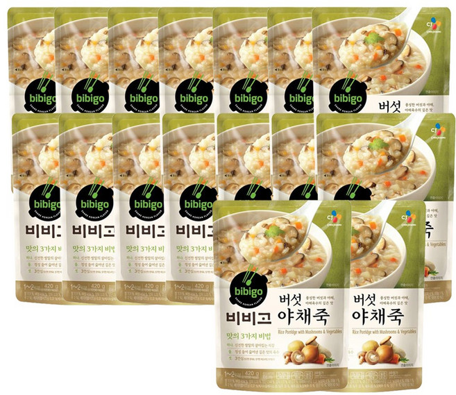 비비고 버섯야채죽, 420g, 16개