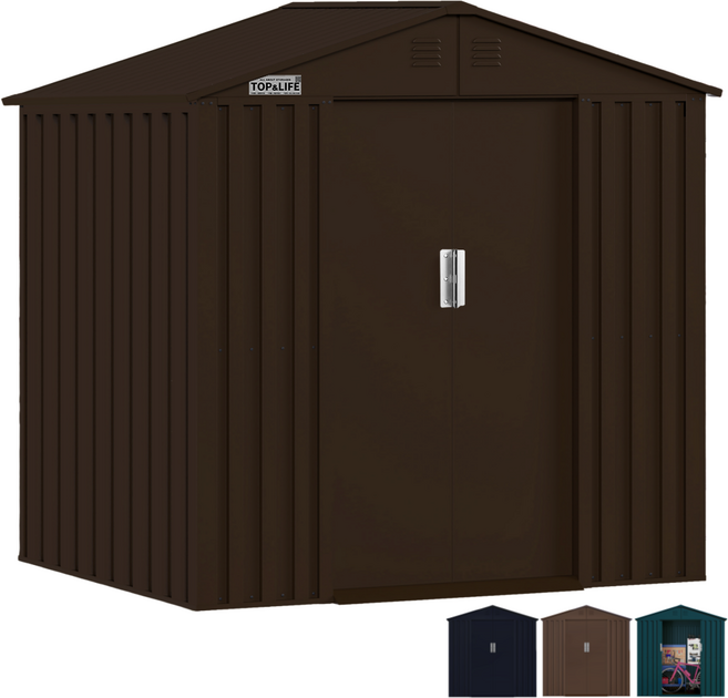 탑앤라이프 조립식창고 그랜드-A 야외창고/소형창고/간이창고/이동식창고/농막/전원주택창고/정원창고/조립창고/창고), 카페 브라운