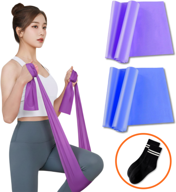 제이런 요가밴드 라텍스밴드 퍼플0.35 블루 0.55 혼합색상, 1개, JRUN-A