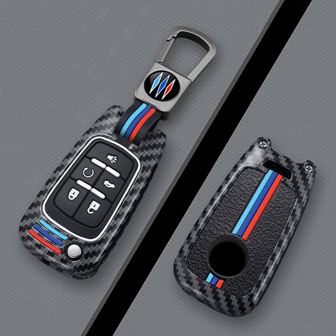 메탈릿 쉐보레 호환 메탈 키케이스 키커버 키링 키홀더 스파크 트랙스 말리부 크루즈 볼트, C-8(5버튼), 카본